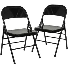 Emma and Oliver 2 Pack Home & Office Portable Party Events Steel Metal Folding Chair Black