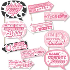 Big Dot of Happiness Funny Last Rodeo - Pink Cowgirl Bachelorette Party Photo Booth Props Kit - 10 Piece