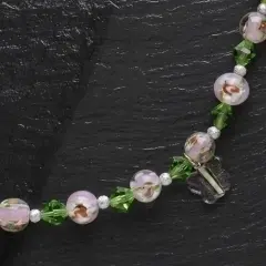 Roman 7.5" Moments In Life "Change" Pink & Green Beaded Bracelet
