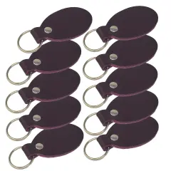 Oval Leather Keychains Kit &ndash; Full-Grain Latigo, DIY Personalization Ready, 10 Pack Burgundy