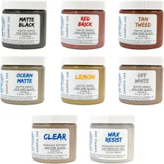 Penguin Pottery - Variety Set - Mid Fire Matte Series - Cone 6 - Includes 8 4oz Jars