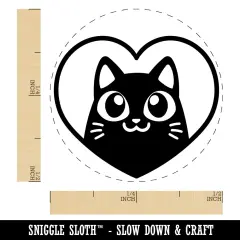 Cat Inside of Heart Love Self-Inking Rubber Stamp for Stamping Crafting Planners Pink