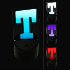 Letter T Uppercase Fun Bold Font 3D Illusion LED Night Light Sign Nightstand Desk Lamp