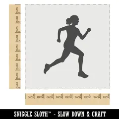 Woman Running Marathon Cardio Exercise Wall Cookie DIY Craft Reusable Stencil