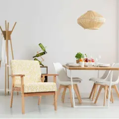 Modern Accent Armchair Fabric Lounge Chair with Rubber Wood Leg Ideal for Living Room or Any Other Space Yellow