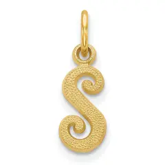14K Gold Initial S Charm Jewelry FindingKing 16mm Long X 7mm Wide Approx.