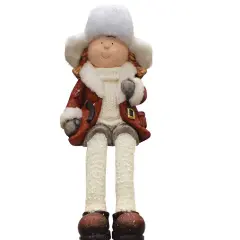 Northlight Sitting Young Girl in Trapper Hat Christmas Figurine - 19" White