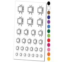 Retro TV Television Temporary Tattoo Water Resistant Fake Body Art Set Collection Light Pink