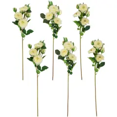 Northlight Real Touch&trade; White Artificial Camellia Rose Floral Sprays, Set of 6 - 23"