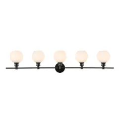 Collier 5 light Black and Frosted white glass Wall sconce