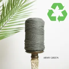 3mm Single Strand Macrame Cotton Cord, 23 Beautiful Colors, Macrame Wall Hanging, Plant Hangers, Cotton Rope for Macrame Army Green