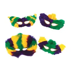 Mardi Gras Fanci-Feather Masks (Pack of 12)