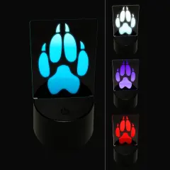 Wolf Coyote Paw Print 3D Illusion LED Night Light Sign Nightstand Desk Lamp