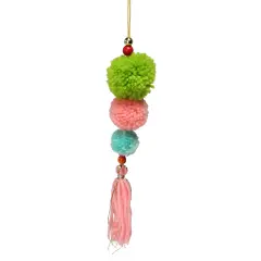 Northlight 10.25" Green and Pink Pom Pom Christmas Ornament