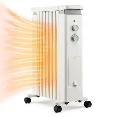 1500W Portable Oil Filled Radiator Heater with 3 Heat Settings and Humidification Box White