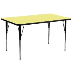 Emma and Oliver 30x72 Rectangle Laminate Adjustable Activity Table Yellow