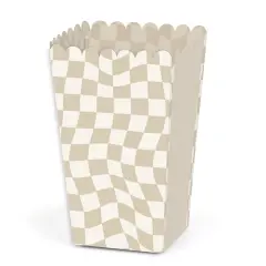 Big Dot of Happiness Tan Checkered Party - Favor Popcorn Treat Boxes - Set of 12