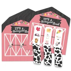 Big Dot of Happiness Girl Farm Animals - Pink Barnyard Baby Shower or Birthday Party Game Pickle Cards - Pull Tabs 3-in-a-Row - Set of 12