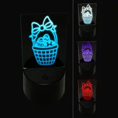 Easter Basket with Eggs 3D Illusion LED Night Light Sign Nightstand Desk Lamp