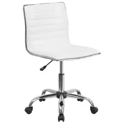Merrick Lane Amelie Home Office Chair Ergonomic Executive Ribbed Low Back Armless Computer Desk Chair - Base, Frame & Border WhiteVinyl/Chrome