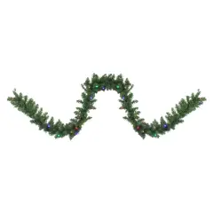 Northlight Pre-Lit Northern Pine Artificial Christmas Garland - 9' x 10" - Multicolor LED Lights Green