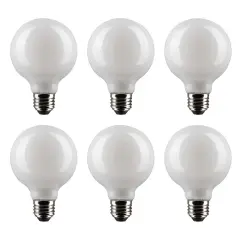 6Pk - Satco 6w G25 Globe Filament LED 2700K Medium Base Dimmable - 60w equiv Warm White