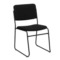 Emma and Oliver 500 lb. Capacity High Density Stacking Chair with Sled Base BlackFabric/Black