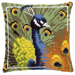 VervacoProud Peacock Pillow Cover Needlepoint Kit Multi