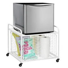 mDesign Small Portable Mini Fridge Storage Cart with Wheels and Handles