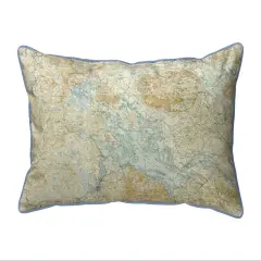 Winnipesaukee, NH Nautical Map Pillow 20x24 &ndash; Extra Large Zippered