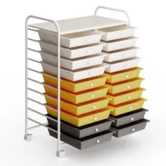 20-Drawer Mobile Storage Organizer Cart with Brake Wheels and Steel Frame for Home or Office Use Yellow