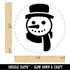 Snowman Face with Scarf Self-Inking Rubber Stamp Ink Stamper for Stamping Crafting Planners Blue
