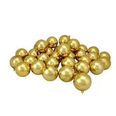 Northlight Shiny Shatterproof Christmas Ball Ornaments 3.25" (80mm) - Vegas Gold - 32ct