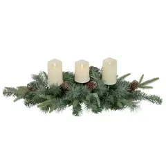 Northlight 32" Artificial Mixed Pine and Pine Cones Christmas Candle Holder Centerpiece Green