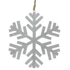 Northlight Glitter Drenched Wooden Snowflake Christmas Ornament - 8.75" - Silver Tone