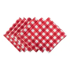 Contemporary Home Living Set of 6 Red and White Checkered Design Square Outdoor Napkin 20"