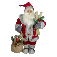 Northlight 18" Standing Santa Christmas Figure with Skis and Fur Boots Red
