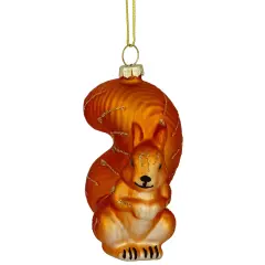 Northlight Squirrel Hanging Glass Christmas Ornament - 4" Orange
