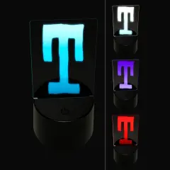 Letter T Uppercase Cute Typewriter Font 3D Illusion LED Night Light Sign Nightstand Desk Lamp