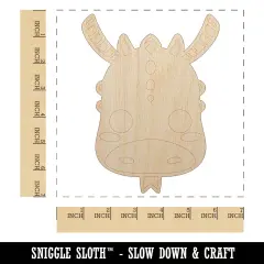 Charming Kawaii Chibi Dragon Face Blushing Cheeks Fantasy Unfinished Wood Shape Piece Cutout for DIY Craft Projects