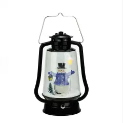 Northlight Lighted Musical Snowman Snowing Christmas Lantern - 13.5" - Black