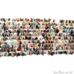 Multicolor Chip Beads, 34 Inch, Natural Chip Strands, Drilled Strung Nugget Beads, 3-7mm, Polished, GemMartUSA (CHMX-70001)