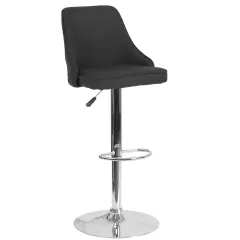 Emma and Oliver Contemporary Adjustable Height Barstool Black Fabric