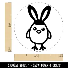 Easter Chick with Bunny Ears Self-Inking Rubber Stamp for Stamping Crafting Planners Orange