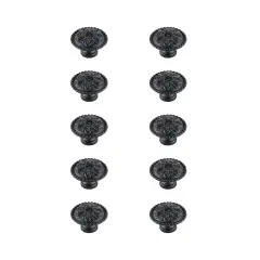 Corio 0.9" Diameter Matte Black Mushroom Knob Multipack (Set of 10)