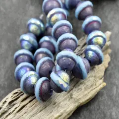 Bronze AB Etched Sky Blue Saturn Beads
