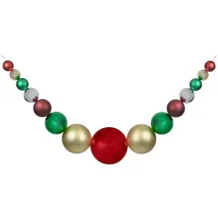 Northlight 6' Shiny and Matte Traditional Colors Shatterproof Ball Christmas Swag Multi