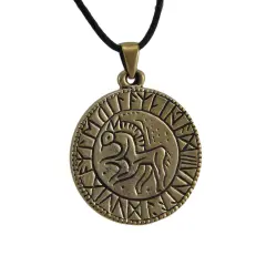 Bronze Runic Circle Pendant Necklace