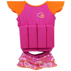 SwimWays 16" Pink and Orange Hearts Float Shorty Swim Vest Set