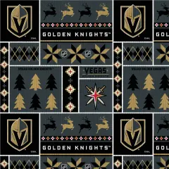 Sykel Enterprises NHL Team Fleece Blanket Fabric-Las Vegas Golden Knights Holiday Sweater Fleece Fabric